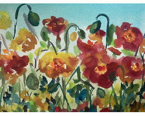 "Flower Garden" Original Watercolor Painting by Chris Wakefield